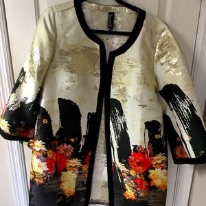 Stunning berek XL Silk Decorative Floral Duster, Open Front, Knee Length